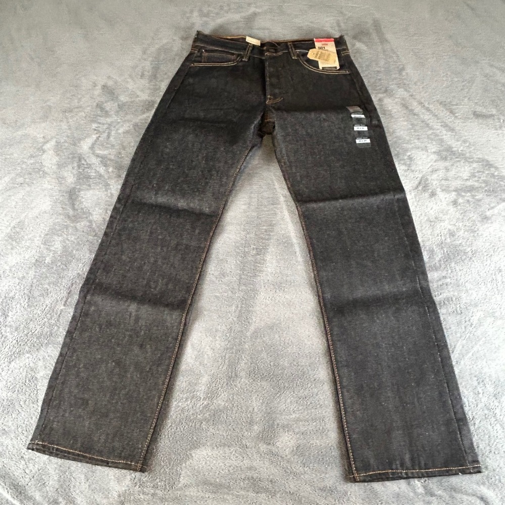 Levis 501 Original Shrink To-Fit Mens Jeans 30x30 Rigid Indigo Raw Denim NEW